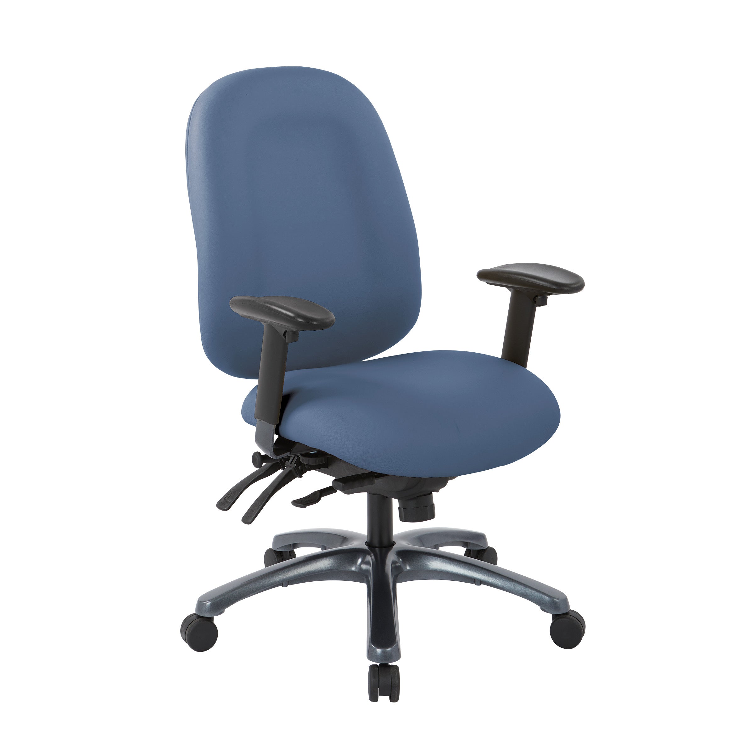 Multi-Function High Back Chair with Seat Slider and Titanium Finish Base